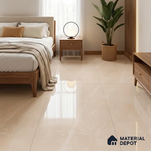 Budget Friendly Marble Floor & Wall Tile Value For Money TL 05581 Light Brown Armani Royal 4 ft x 2 ft - Vitrified Glossy Finish -9 mm | Suitable for Living Room, Bedroom & Bathroom