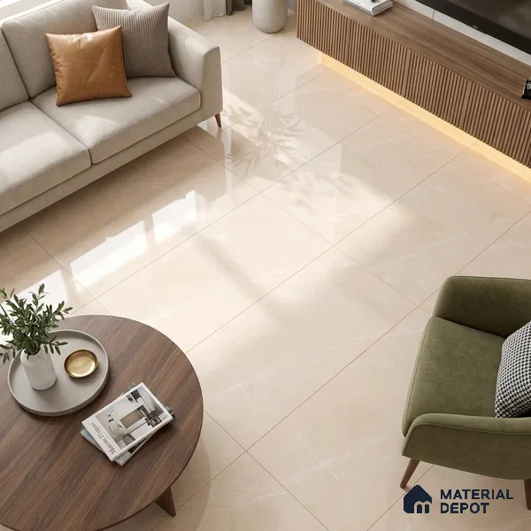Budget Friendly Marble Armani Brown Wall & Floor Value For Money Tile TL 05581 Latte Beige 4 ft x 2 ft Glossy Finish Vitrified Tile - 9 mm | Suitable For Living Room, Bedroom, Dining