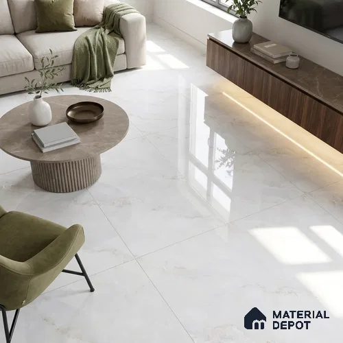 Budget Friendly Marble Onyx Wall & Floor Value For Money Tile TL 05582 Off-White 4 ft x 2 ft Glossy Finish Vitrified Tile - 9 mm | Suitable For Living Room, Bedroom, Dining