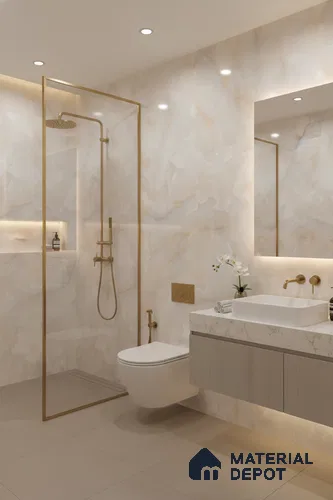 Budget Friendly Marble Floor & Wall Tile Value For Money TL 05584 Onyx Carolina 4 ft x 2 ft - Vitrified Glossy Finish -9 mm | 4 Random Design | Suitable for Living Room, Bedroom & Bathroom