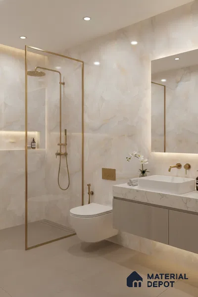 Budget Friendly Marble Floor & Wall Tile Value For Money TL 05584 Onyx Carolina 4 ft x 2 ft - Vitrified Glossy Finish -9 mm | 4 Random Design | Suitable for Living Room, Bedroom & Bathroom