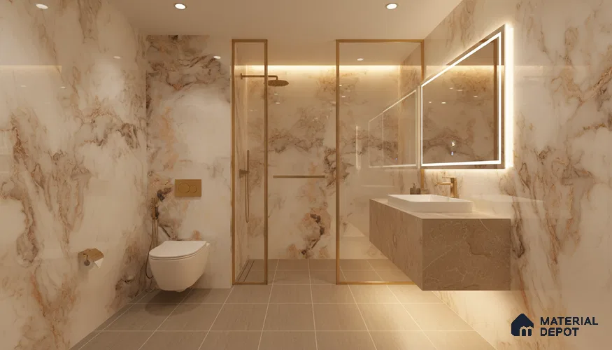 Marble Onyx Wall & Floor Tile TL 05585 Almond Cream 4 ft x 2 ft Glossy Finish Vitrified Tile - 9 mm | Suitable For Living Room, Bedroom, Dining