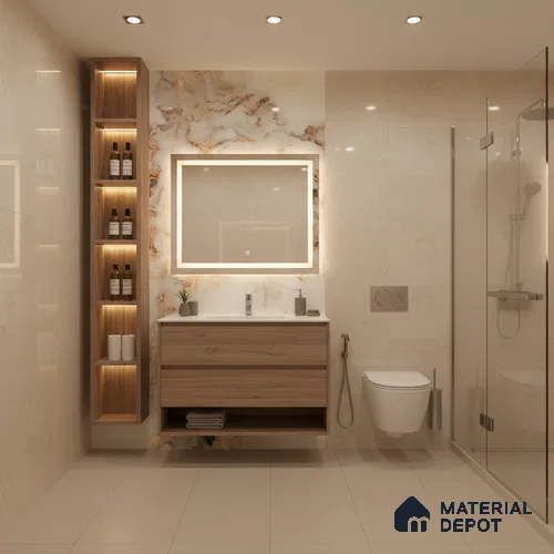 Marble Floor & Wall Tile TL 05585 Brown Olga 4 ft x 2 ft - Vitrified Glossy Finish -9 mm | Suitable for Living Room, Bedroom & Bathroom
