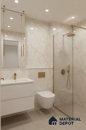 Budget Friendly Marble Floor & Wall Tile Value For Money TL 05589 Crema Allegra 4 ft x 2 ft - Vitrified Glossy Finish -9 mm | 4 Random Design | Suitable for Living Room, Bedroom & Bathroom