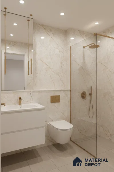 Budget Friendly Marble Floor & Wall Tile Value For Money TL 05589 Crema Allegra 4 ft x 2 ft - Vitrified Glossy Finish -9 mm | 4 Random Design | Suitable for Living Room, Bedroom & Bathroom