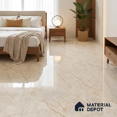 Budget Friendly Marble Floor & Wall Tile Value For Money TL 05589 Crema Allegra 4 ft x 2 ft - Vitrified Glossy Finish -9 mm | 4 Random Design | Suitable for Living Room, Bedroom & Bathroom