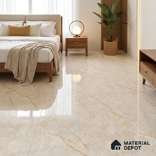 Budget Friendly Marble Floor & Wall Tile Value For Money TL 05589 Crema Allegra 4 ft x 2 ft - Vitrified Glossy Finish -9 mm | 4 Random Design | Suitable for Living Room, Bedroom & Bathroom