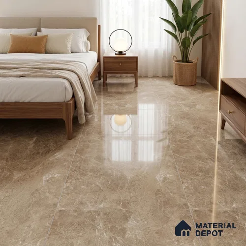 Budget Friendly Marble Floor & Wall Tile Value For Money TL 05592 Brown Logger 4 ft x 2 ft - Vitrified Glossy Finish -9 mm | 7 Random Design | Suitable for Living Room, Bedroom & Bathroom