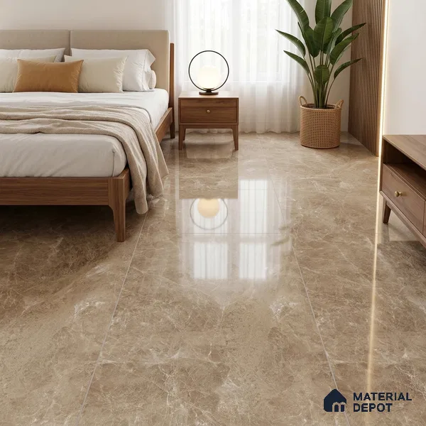 Budget Friendly Marble Floor & Wall Tile Value For Money TL 05592 Brown Logger 4 ft x 2 ft - Vitrified Glossy Finish -9 mm | 7 Random Design | Suitable for Living Room, Bedroom & Bathroom
