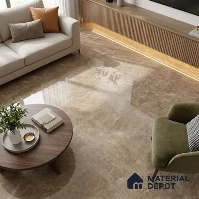 Budget Friendly Marble Emperador Wall & Floor Value For Money Tile TL 05592 Oak Brown 4 ft x 2 ft Glossy Finish Vitrified Tile - 9 mm | 7 Random Designs | Suitable For Living Room, Bedroom, Dining