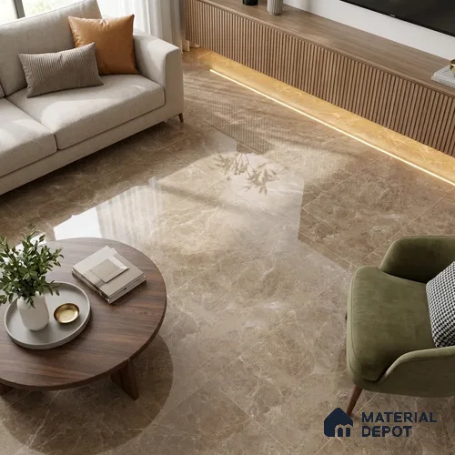 Budget Friendly Marble Emperador Wall & Floor Value For Money Tile TL 05592 Oak Brown 4 ft x 2 ft Glossy Finish Vitrified Tile - 9 mm | 7 Random Designs | Suitable For Living Room, Bedroom, Dining