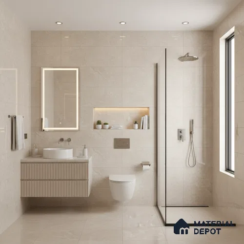 Budget Friendly Marble Floor & Wall Tile Value For Money TL 05593 Crema Logger 4 ft x 2 ft - Vitrified Glossy Finish -9 mm | Suitable for Living Room, Bedroom & Bathroom