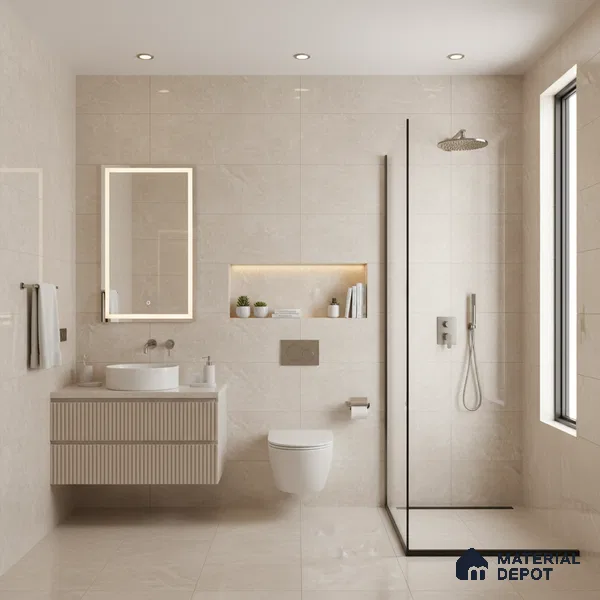 Budget Friendly Marble Floor & Wall Tile Value For Money TL 05593 Crema Logger 4 ft x 2 ft - Vitrified Glossy Finish -9 mm | Suitable for Living Room, Bedroom & Bathroom