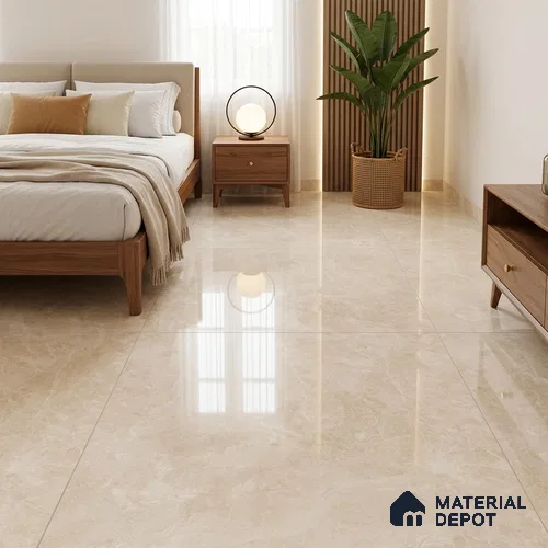 Budget Friendly Marble Floor & Wall Tile Value For Money TL 05593 Crema Logger 4 ft x 2 ft - Vitrified Glossy Finish -9 mm | Suitable for Living Room, Bedroom & Bathroom