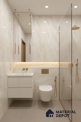 Budget Friendly Marble Floor & Wall Tile Value For Money TL 05594 Beige Sheltar 4 ft x 2 ft - Vitrified Glossy Finish -9 mm | 4 Random Design | Suitable for Living Room, Bedroom & Bathroom