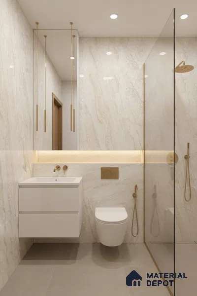 Budget Friendly Marble Floor & Wall Tile Value For Money TL 05594 Beige Sheltar 4 ft x 2 ft - Vitrified Glossy Finish -9 mm | 4 Random Design | Suitable for Living Room,Bedroom & Bathroom (Sample)