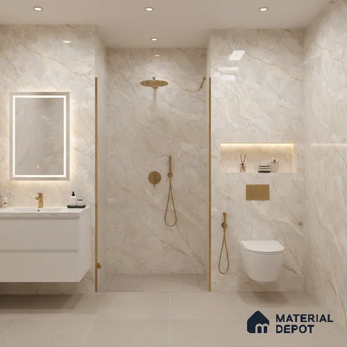 Budget Friendly Marble Floor & Wall Tile Value For Money TL 05596 Natural Lucia 4 ft x 2 ft - Vitrified Glossy Finish -9 mm | 4 Random Design | Suitable for Living Room, Bedroom & Bathroom