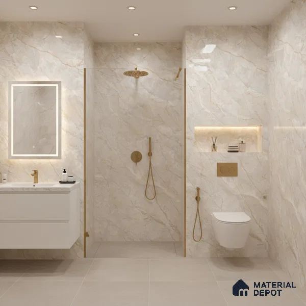 Budget Friendly Marble Floor & Wall Tile Value For Money TL 05596 Natural Lucia 4 ft x 2 ft - Vitrified Glossy Finish -9 mm | 4 Random Design | Suitable for Living Room, Bedroom & Bathroom