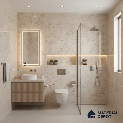Budget Friendly Marble Floor & Wall Tile Value For Money TL 05597 Crema Arenado 4 ft x 2 ft - Vitrified Glossy Finish -9 mm | 3 Random Design | Suitable for Living Room, Bedroom & Bathroom