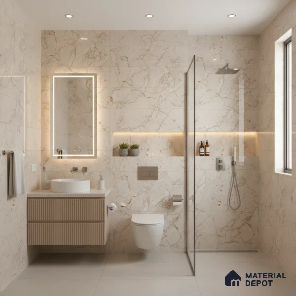 Budget Friendly Marble Floor & Wall Tile Value For Money TL 05597 Crema Arenado 4 ft x 2 ft - Vitrified Glossy Finish -9 mm | 3 Random Design | Suitable for Living Room, Bedroom & Bathroom