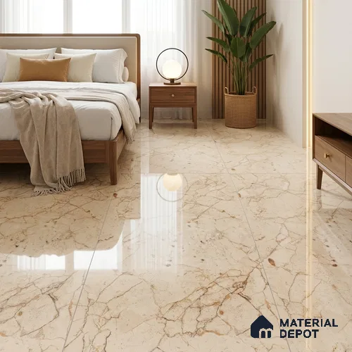 Budget Friendly Marble Floor & Wall Tile Value For Money TL 05597 Crema Arenado 4 ft x 2 ft - Vitrified Glossy Finish -9 mm | 3 Random Design | Suitable for Living Room, Bedroom & Bathroom