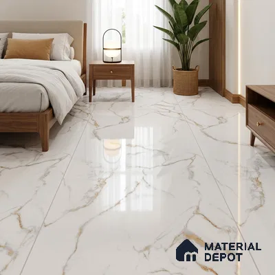 Budget Friendly Marble Floor & Wall Tile Value For Money TL 05599 White Napes 4 ft x 2 ft - Vitrified Glossy Finish -9 mm | 3 Random Design | Suitable for Living Room, Bedroom & Bathroom