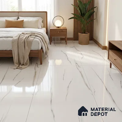 Budget Friendly Marble Floor & Wall Tile Value For Money TL 05601 Statuario Pacific 4 ft x 2 ft - Vitrified Glossy Finish -9 mm | 3 Random Design | Suitable for Living Room, Bedroom & Bathroom