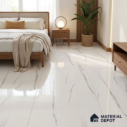 Budget Friendly Marble Floor & Wall Tile Value For Money TL 05601 Statuario Pacific 4 ft x 2 ft - Vitrified Glossy Finish -9 mm | 3 Random Design | Suitable for Living Room, Bedroom & Bathroom