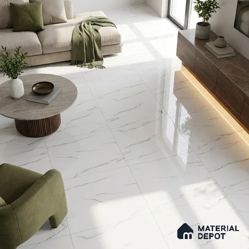 Budget Friendly Marble Statuario Wall & Floor Value For Money Tile TL 05601 Off-White 4 ft x 2 ft Glossy Finish Vitrified Tile - 9 mm | 3 Random Designs | Suitable For Living Room, Bedroom, Dining