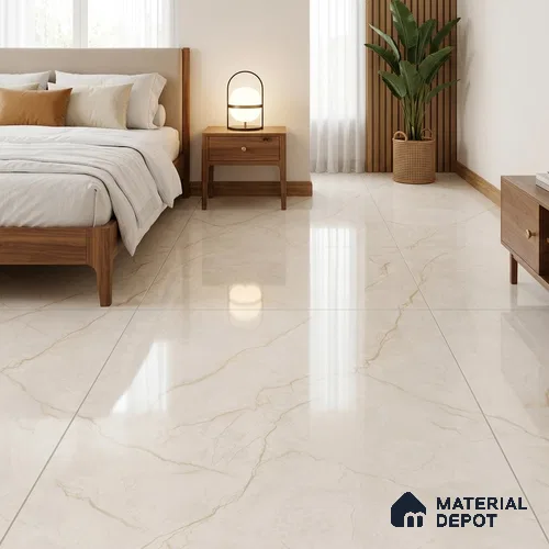Budget Friendly Marble Floor & Wall Tile Value For Money TL 05605 Beige Abria 4 ft x 2 ft - Vitrified Glossy Finish -9 mm | Suitable for Living Room, Bedroom & Bathroom