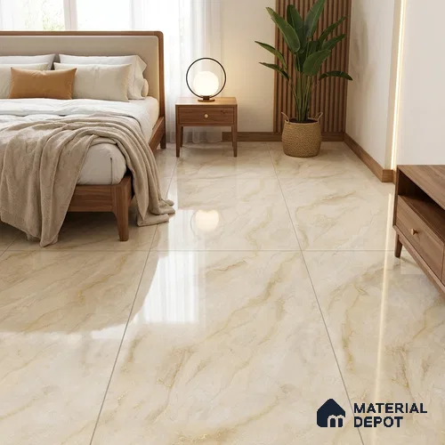 Budget Friendly Marble Floor & Wall Tile Value For Money TL 05607 Infinity Gold 4 ft x 2 ft - Vitrified Glossy Finish -9 mm | Suitable for Living Room, Bedroom & Bathroom