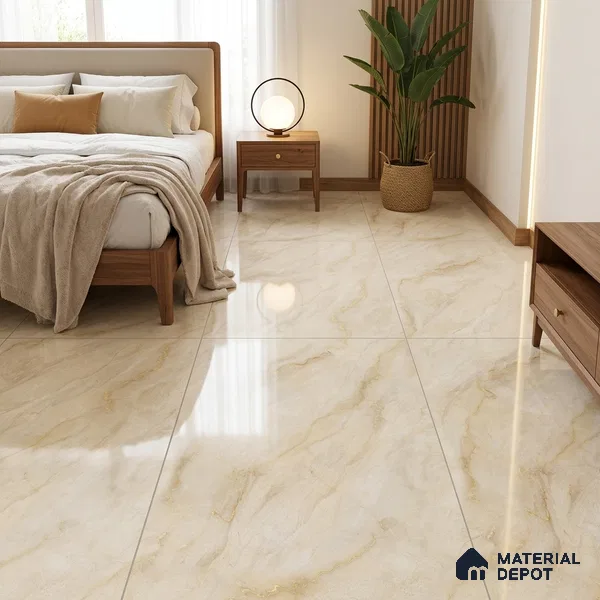 Budget Friendly Marble Floor & Wall Tile Value For Money TL 05607 Infinity Gold 4 ft x 2 ft - Vitrified Glossy Finish -9 mm | Suitable for Living Room, Bedroom & Bathroom