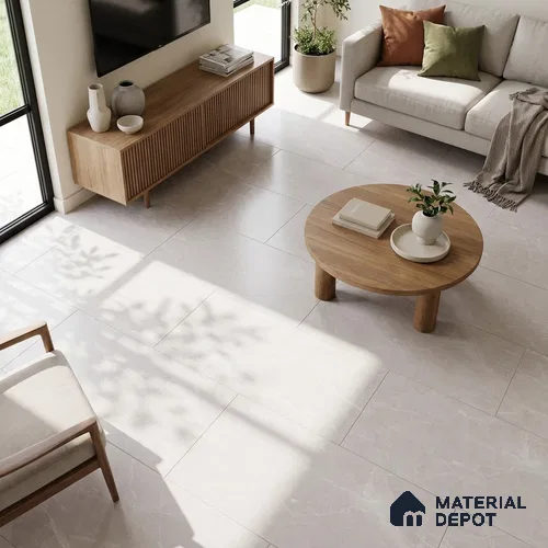 Marble Crema Marfil Wall & Floor Tile TL 05612 Taupe Beige 4 ft x 2 ft Matte Finish Vitrified Tile - 9 mm | 6 Random Designs | Suitable For Living Room, Bedroom, Kitchen