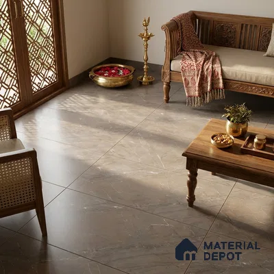 Marble Emperador Wall & Floor Tile TL 05616 Mocha Brown 4 ft x 2 ft Matte Finish Vitrified Tile - 9 mm | Suitable For Living Room, Bedroom, Kitchen