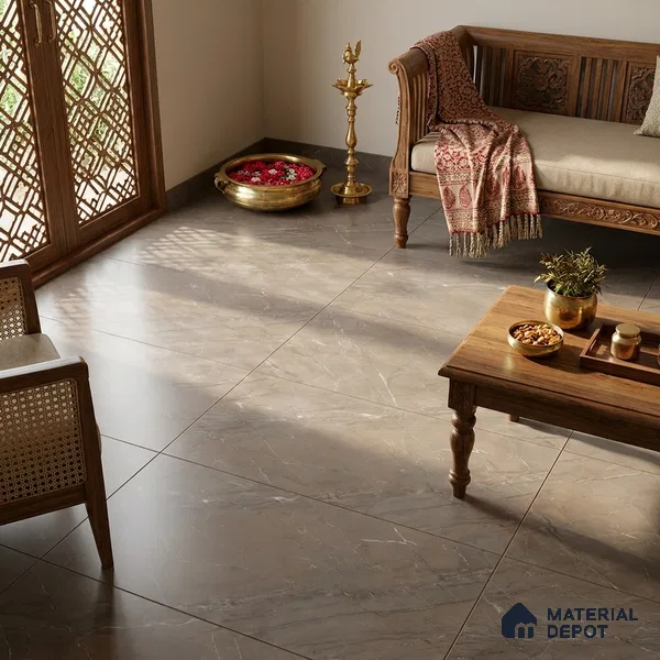 Marble Emperador Wall & Floor Tile TL 05616 Mocha Brown 4 ft x 2 ft Matte Finish Vitrified Tile - 9 mm | Suitable For Living Room, Bedroom, Kitchen