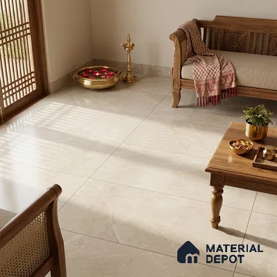 Marble Crema Marfil Wall & Floor Tile TL 05617 Oat Beige 4 ft x 2 ft Matte Finish Vitrified Tile - 9 mm | Suitable For Living Room, Bedroom, Kitchen