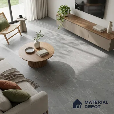 Marble Tundra Grey Wall & Floor Tile TL 05618 Slate Grey 4 ft x 2 ft Matte Finish Vitrified Tile - 9 mm | Suitable For Living Room, Bedroom, Kitchen