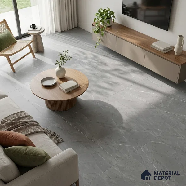 Marble Tundra Grey Wall & Floor Tile TL 05618 Slate Grey 4 ft x 2 ft Matte Finish Vitrified Tile - 9 mm | Suitable For Living Room, Bedroom, Kitchen