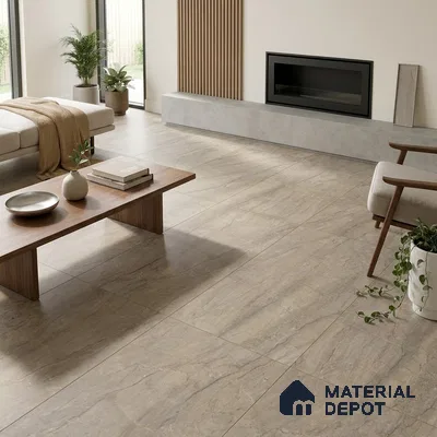 Marble Tundra Grey Wall & Floor Tile TL 05619 B Mushroom Grey 4 ft x 2 ft Matte Finish Vitrified Tile - 9 mm | Suitable For Living Room, Bedroom, Kitchen
