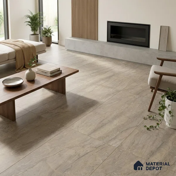 Marble Tundra Grey Wall & Floor Tile TL 05619 B Mushroom Grey 4 ft x 2 ft Matte Finish Vitrified Tile - 9 mm | Suitable For Living Room, Bedroom, Kitchen