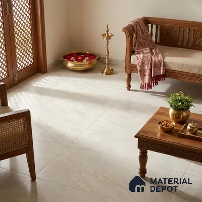 Marble Crema Marfil Wall & Floor Tile TL 05619 Antique Ivory 4 ft x 2 ft Matte Finish Vitrified Tile - 9 mm | Suitable For Living Room, Bedroom, Kitchen