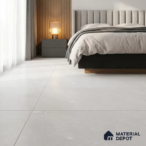 Marble Carrara Wall & Floor Tile TL 05620 B Off-White 4 ft x 2 ft Matte Finish Vitrified Tile - 9 mm | Suitable For Living Room, Bedroom, Kitchen