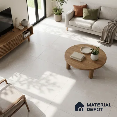 Marble Carrara Wall & Floor Tile TL 05620 B Off-White 4 ft x 2 ft Matte Finish Vitrified Tile - 9 mm | Suitable For Living Room, Bedroom, Kitchen