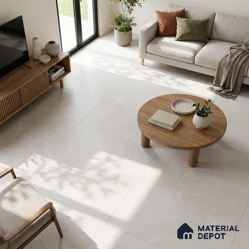 Marble Carrara Wall & Floor Tile TL 05620 B Off-White 4 ft x 2 ft Matte Finish Vitrified Tile - 9 mm | Suitable For Living Room, Bedroom, Kitchen