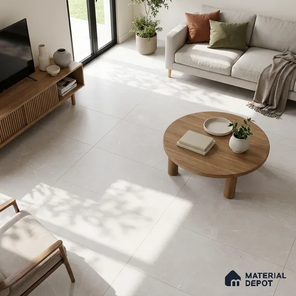 Marble Carrara Wall & Floor Tile TL 05620 B Off-White 4 ft x 2 ft Matte Finish Vitrified Tile - 9 mm | Suitable For Living Room, Bedroom, Kitchen
