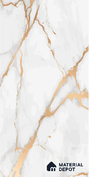 Marble Calacatta Wall & Floor Tile TL 05621 Off-White 4 ft x 2 ft Matte Finish Vitrified Tile - 9 mm | Suitable For Living Room, Bedroom, Kitchen