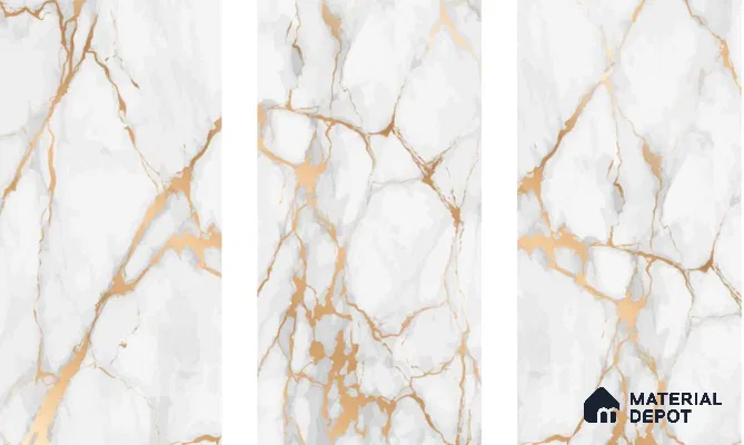 Marble Calacatta Wall & Floor Tile TL 05621 Off-White 4 ft x 2 ft Matte Finish Vitrified Tile - 9 mm | Suitable For Living Room, Bedroom, Kitchen
