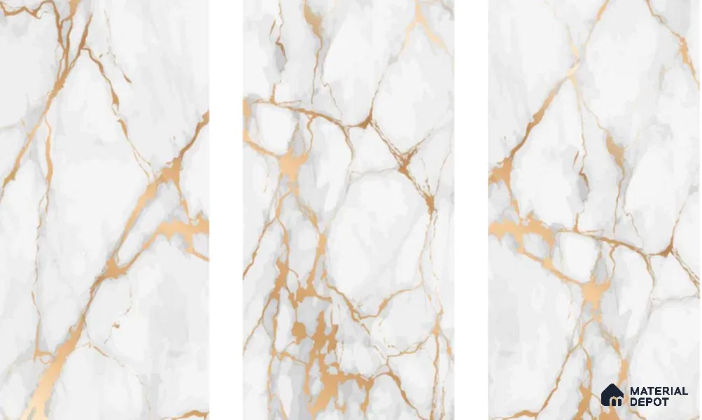 Marble Calacatta Wall & Floor Tile TL 05621 Off-White 4 ft x 2 ft Matte Finish Vitrified Tile - 9 mm | Suitable For Living Room, Bedroom, Kitchen