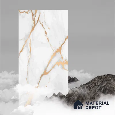 Marble Calacatta Wall & Floor Tile TL 05621 Off-White 4 ft x 2 ft Matte Finish Vitrified Tile - 9 mm | Suitable For Living Room, Bedroom, Kitchen