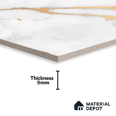 Marble Calacatta Wall & Floor Tile TL 05621 Off-White 4 ft x 2 ft Matte Finish Vitrified Tile - 9 mm | Suitable For Living Room, Bedroom, Kitchen